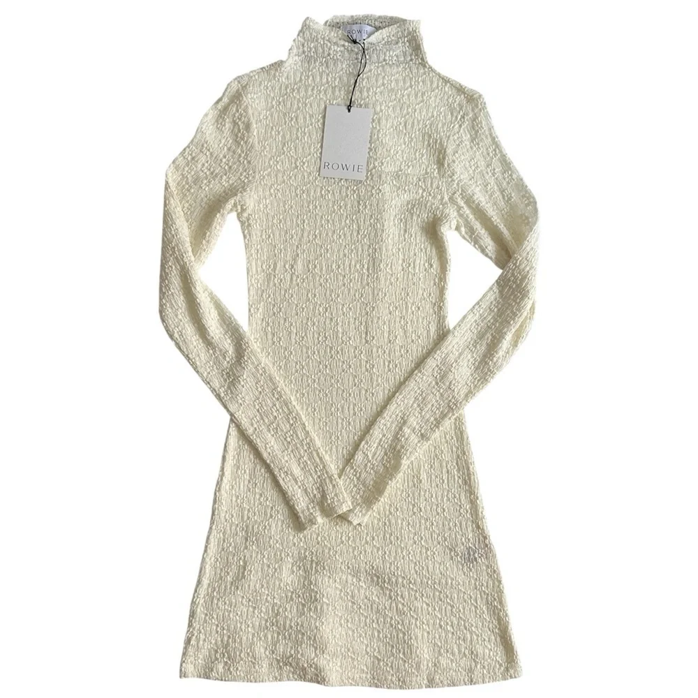 NWT💕 ROWIE the Label GALO FLOWER LACE MINI DRESS - Cream M